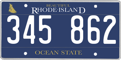 RI license plate 345862