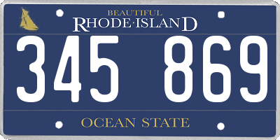 RI license plate 345869
