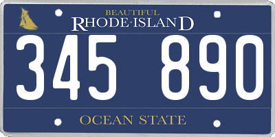 RI license plate 345890