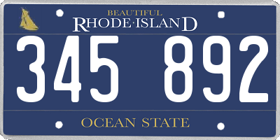 RI license plate 345892