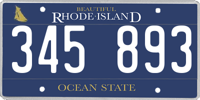 RI license plate 345893