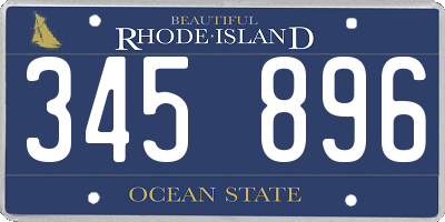 RI license plate 345896