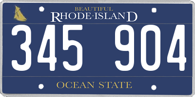 RI license plate 345904