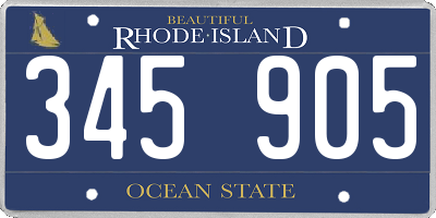 RI license plate 345905