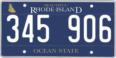 RI license plate 345906