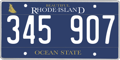 RI license plate 345907
