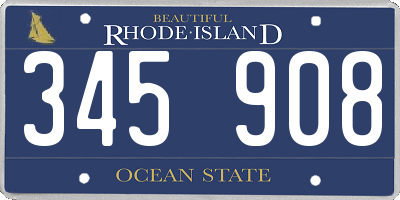 RI license plate 345908