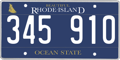 RI license plate 345910