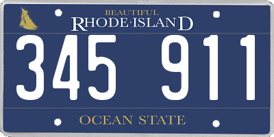 RI license plate 345911