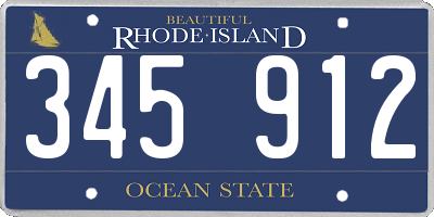 RI license plate 345912