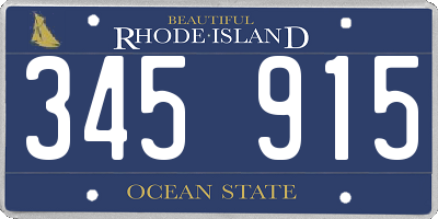 RI license plate 345915