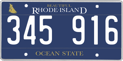 RI license plate 345916