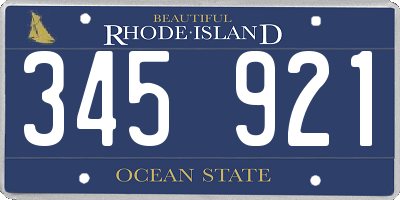 RI license plate 345921