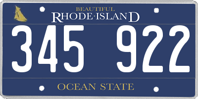 RI license plate 345922