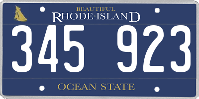 RI license plate 345923
