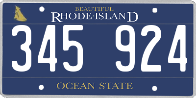 RI license plate 345924