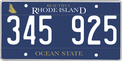 RI license plate 345925