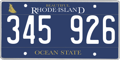 RI license plate 345926