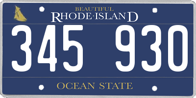 RI license plate 345930