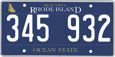 RI license plate 345932