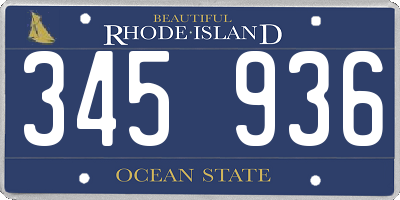 RI license plate 345936