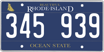 RI license plate 345939