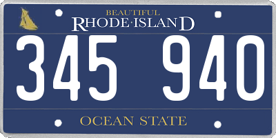 RI license plate 345940