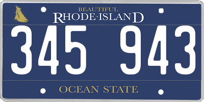 RI license plate 345943