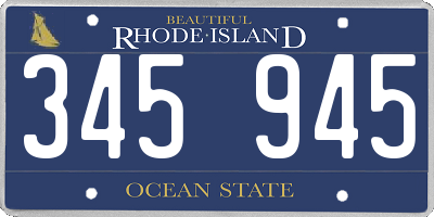 RI license plate 345945
