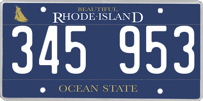 RI license plate 345953