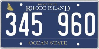 RI license plate 345960