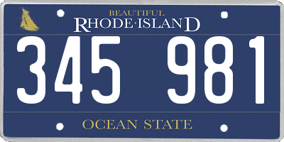 RI license plate 345981