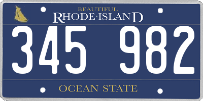 RI license plate 345982