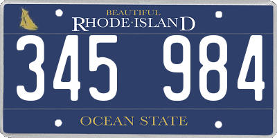 RI license plate 345984