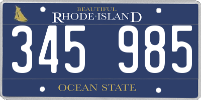 RI license plate 345985
