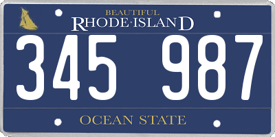 RI license plate 345987