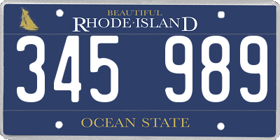 RI license plate 345989