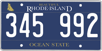 RI license plate 345992