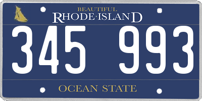 RI license plate 345993