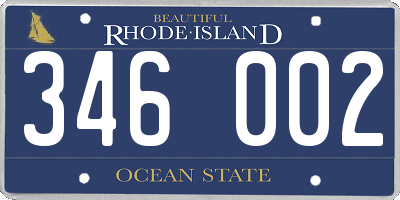 RI license plate 346002