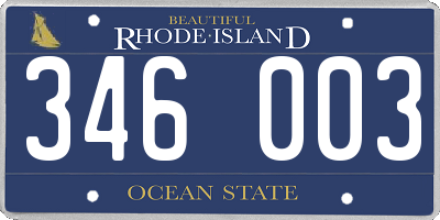 RI license plate 346003