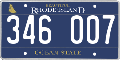 RI license plate 346007
