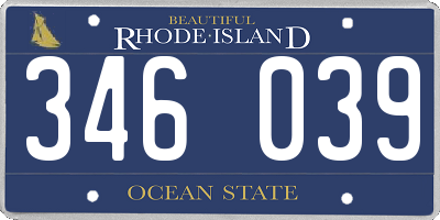 RI license plate 346039