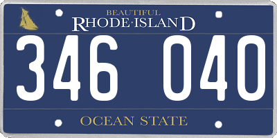 RI license plate 346040