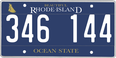 RI license plate 346144