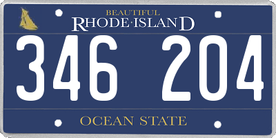 RI license plate 346204