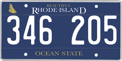 RI license plate 346205