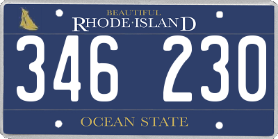 RI license plate 346230