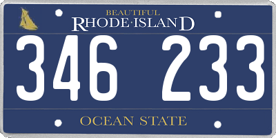 RI license plate 346233