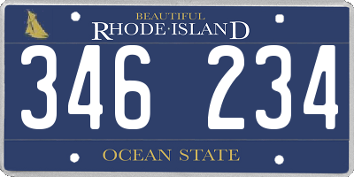 RI license plate 346234